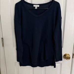 Vintage America Deep Blue V-Neck Top